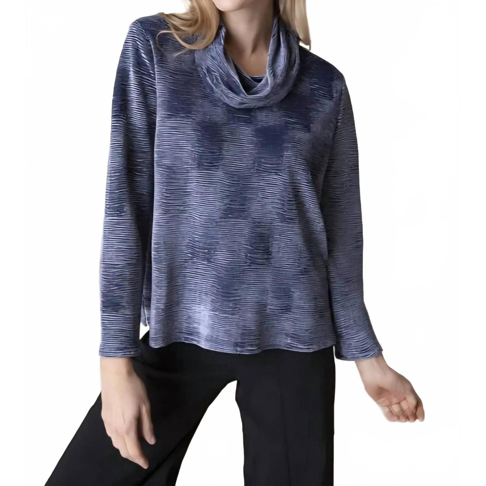 New Habitat Crinkle Velvet Easy Cowl Pullover In Navy